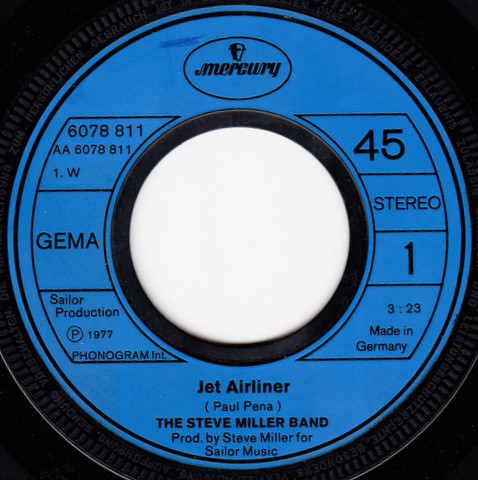 Cover zu Steve Miller Band - Jet Airliner | 1977 | Vinyl | Rock, Pop | Germany Schallplatten Ankauf