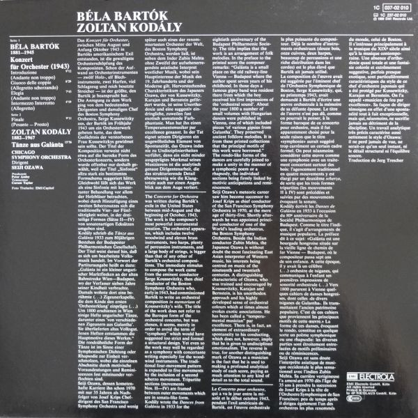 Cover zu Béla Bartók / Zoltán Kodály, Seiji Ozawa, Chicago Symphony Orchestra - Konzert Für Orchester / Tänze Aus Galánta | Vinyl | Classical | Germany