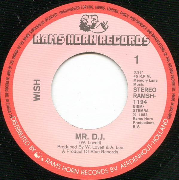 Cover zu Wish (2) - Mr. D.J. | 1983 | Vinyl | Electronic, Funk / Soul | Netherlands Schallplatten Ankauf