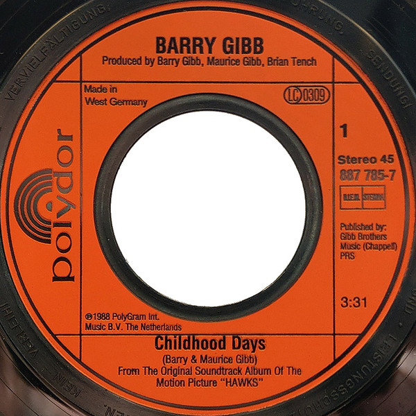 Cover zu Barry Gibb - Childhood Days | 1988 | Vinyl | Pop, Stage & Screen | Europe Schallplatten Ankauf