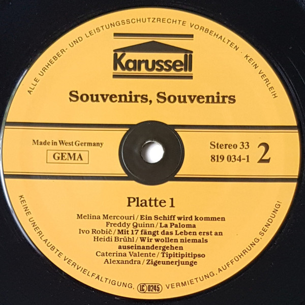 Cover zu Various - Souvenirs, Souvenirs | Vinyl | Rock, Pop | Germany