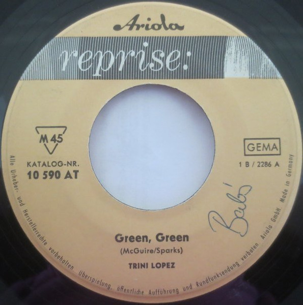 Cover zu Trini Lopez - Green, Green / Bye Bye Blackbird | 1964 | Vinyl | Rock | Germany