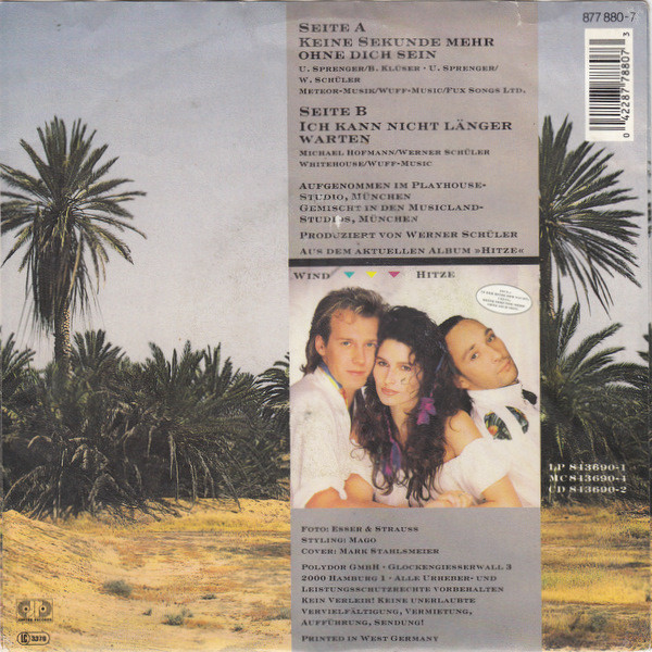 Cover zu Wind (4) - Keine Sekunde Mehr Ohne Dich Sein | 1990 | Vinyl | Pop | Europe Schallplatten Ankauf