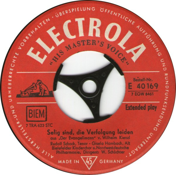 Cover zu Rudolf Schock - Selig Sind, Die Verfolgung Leiden / Hymne | Vinyl | Classical | Germany