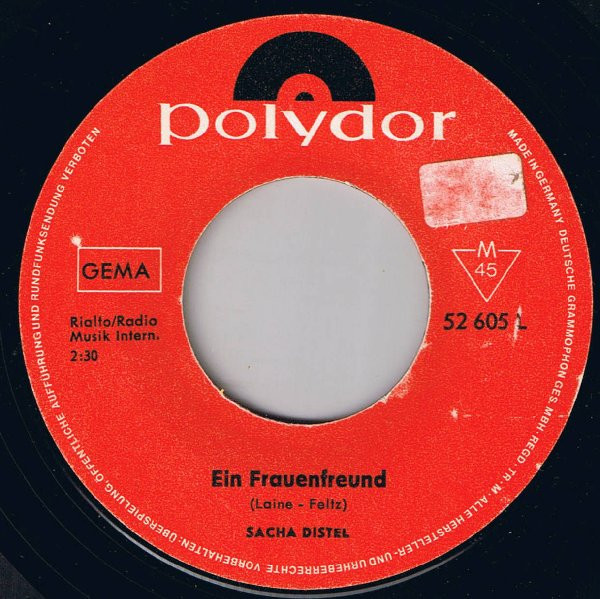 Cover zu Sacha Distel - Der Frauenfreund / Eine Ist Einsam Wie Du | 1965 | Vinyl | Pop | Germany Schallplatten Ankauf