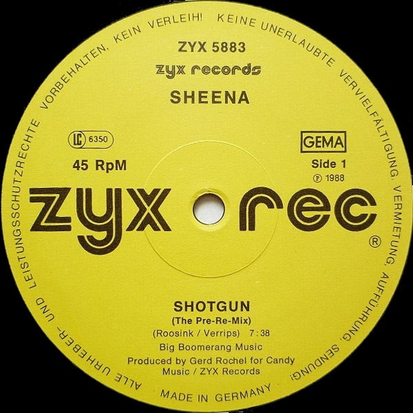 Cover zu Sheena - Shotgun (The Pre-Re-Mix) | 1988 | Vinyl | Electronic | Germany
