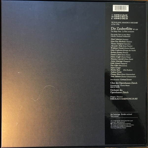 Cover zu Wolfgang Amadeus Mozart - Barbara Bonney, Hans Peter Blochwitz, Edita Gruberova, Nikolaus Harnoncourt - Die Zauberflöte | 1988 | Vinyl | Classical | Germany Schallplatten Ankauf