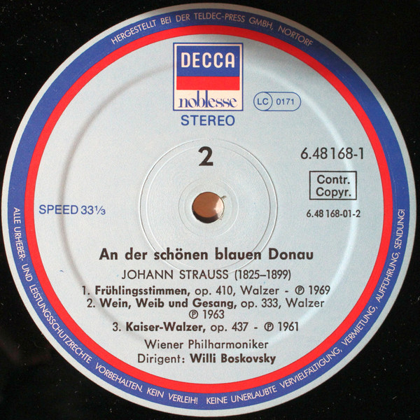 Cover zu Wiener Philharmoniker, Willi Boskovsky, Johann Strauss Jr. - An Der Schönen Blauen Donau (Die Schönsten Strauß-Walzer) | 1981 | Vinyl | Classical, Folk, World, & Country | Germany Schallplatten Ankauf