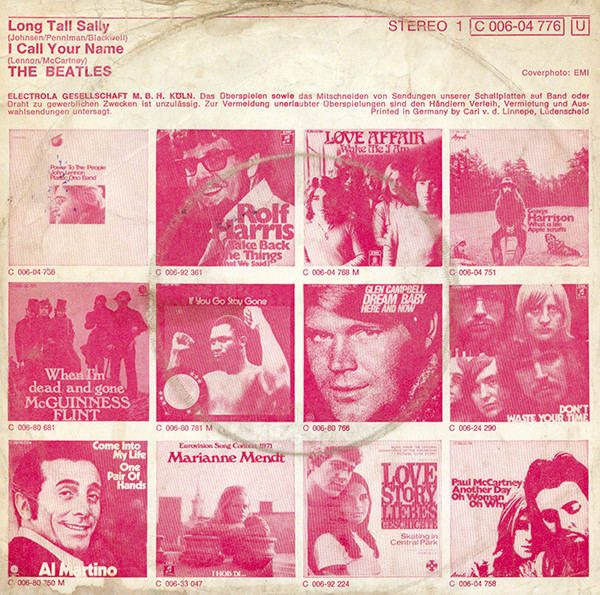 Cover zu The Beatles - Long Tall Sally / I Call Your Name | 1971 | Vinyl | Rock | Germany Schallplatten Ankauf