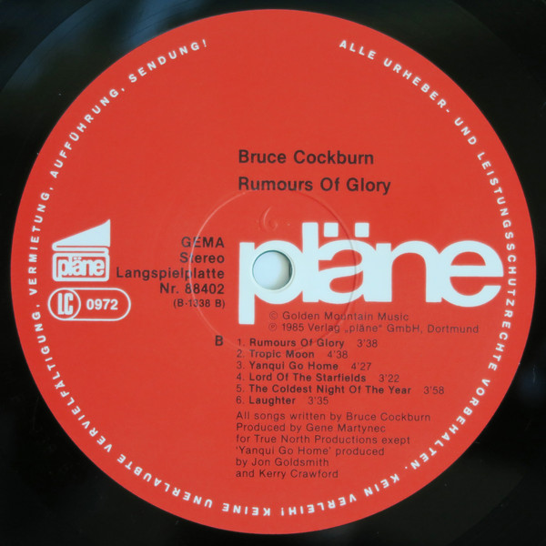 Cover zu Bruce Cockburn - Rumours Of Glory | 1985 | Vinyl | Rock, Pop, Folk, World, & Country | Germany