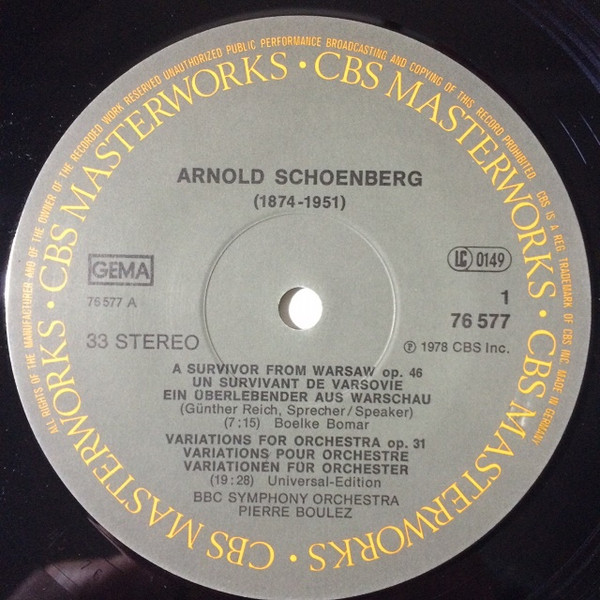 Cover zu Arnold Schoenberg - Pierre Boulez - BBC Symphony Orchestra - Variations Etc. | 1978 | Vinyl | Classical | Germany