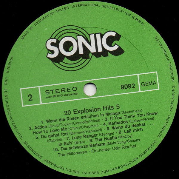 Cover zu The Hiltonaires, Orchester Udo Reichel - 20 Explosion Hits 5 | 1975 | Vinyl | Electronic, Pop | Germany