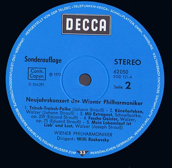 Cover zu Willi Boskovsky / Wiener Philharmoniker - Neujahrskonzert | 1972 | Vinyl | Classical | Germany Schallplatten Ankauf