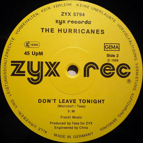 Cover zu The Hurricanes - Only One Night | 1988 | Vinyl | Electronic | Germany Schallplatten Ankauf