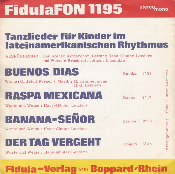 Cover zu Der Kölner Kinderchor, Hans-Günter Lenders, Ensemble Werner Brock - Buenos Dias | Vinyl | Latin, Children's | Germany
