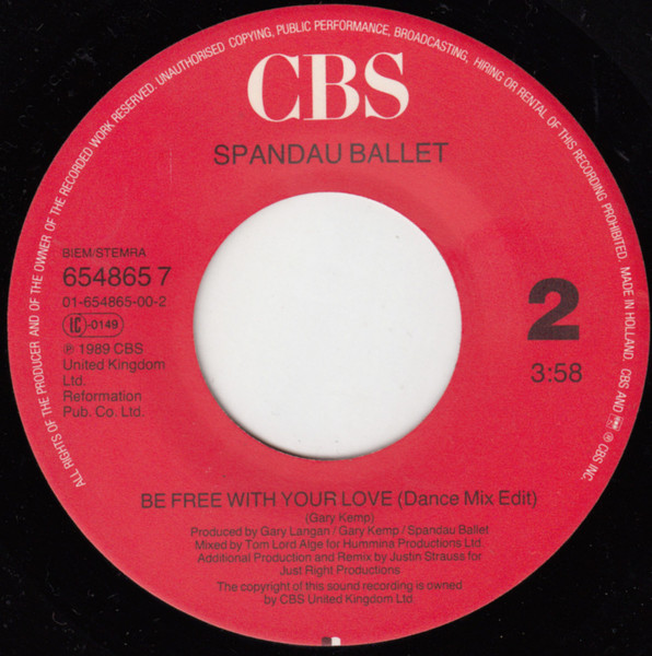 Cover zu Spandau Ballet - Be Free With Your Love | 1989 | Vinyl | Electronic, Pop | Europe