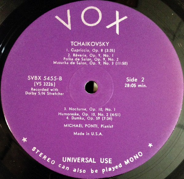 Cover zu Pyotr Ilyich Tchaikovsky / Michael Ponti - Tchaikovsky Piano Music, Sonata In G Minor, Op. 37, 12 Etudes, Op. 40, Six Pieces On One Theme, Op. 21 | Vinyl | Classical | US Schallplatten Ankauf