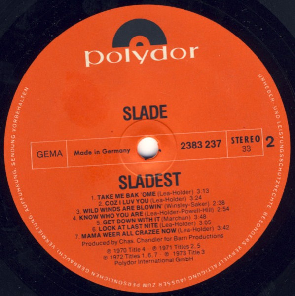 Cover zu Slade - Sladest | 1973 | Vinyl | Rock | Germany Schallplatten Ankauf