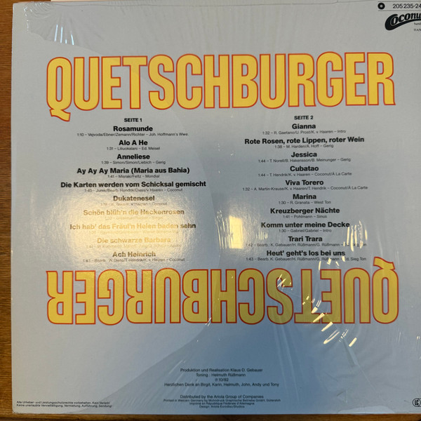 Cover zu Quetschburger Non Stop - 20 Super-Stimmungs-Raketen On 33 | 1982 | Vinyl | Pop | Germany Schallplatten Ankauf