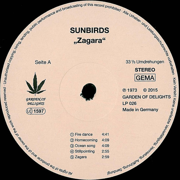 Cover zu Sunbirds - Zagara | 2015 | Vinyl | Jazz, Latin, Funk / Soul | Germany Schallplatten Ankauf