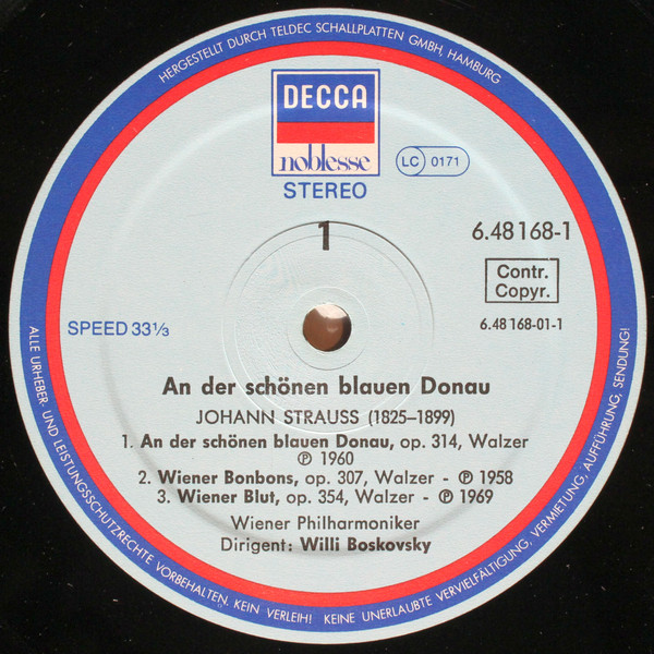 Cover zu Wiener Philharmoniker, Willi Boskovsky, Johann Strauss Jr. - An Der Schönen Blauen Donau (Die Schönsten Strauß-Walzer) | 1981 | Vinyl | Classical, Folk, World, & Country | Germany