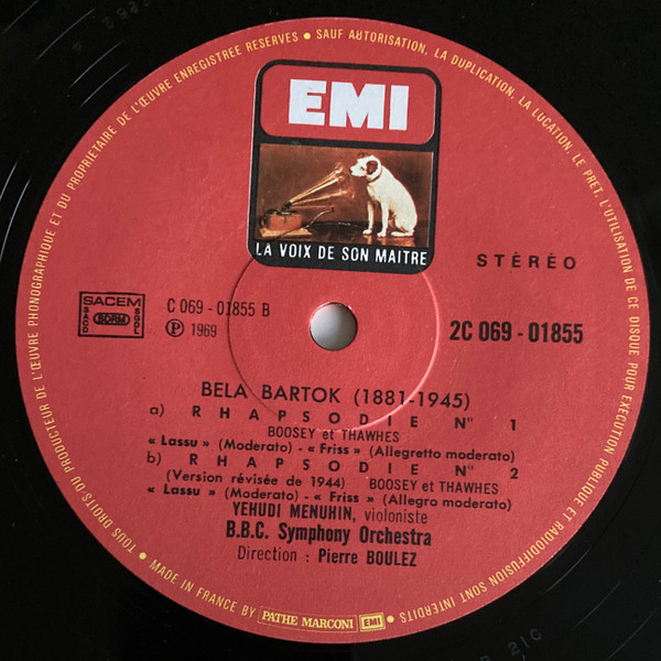 Cover zu Alban Berg / Yehudi Menuhin / Béla Bartók / Pierre Boulez - Concerto A La Mémoire D'un Ange / Deux Rhapsodies | Vinyl | Classical | France Schallplatten Ankauf