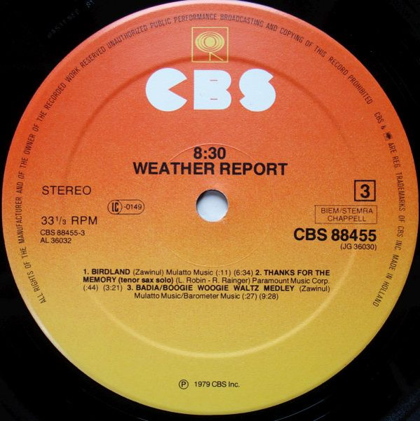 Cover zu Weather Report - 8:30 | 1979 | Vinyl | Jazz | Europe