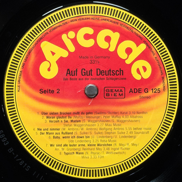 Cover zu Various - Auf Gut Deutsch (Das Beste Aus Der Deutschen Schlagerszene) | 1981 | Vinyl | Rock, Pop, Folk, World, & Country | Germany