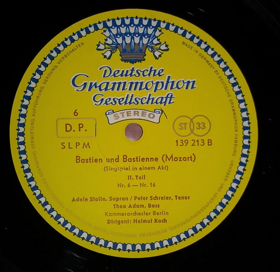 Cover zu Wolfgang Amadeus Mozart, Erika Köth, Fritz Wunderlich, Kurt Böhme, Eugen Jochum, Adele Stolte, Peter Schreier, Theo Adam, Helmut Koch - Die Entführung Aus Dem Serail / Bastien Und Bastienne | 1966 | Vinyl | Classical | Germany