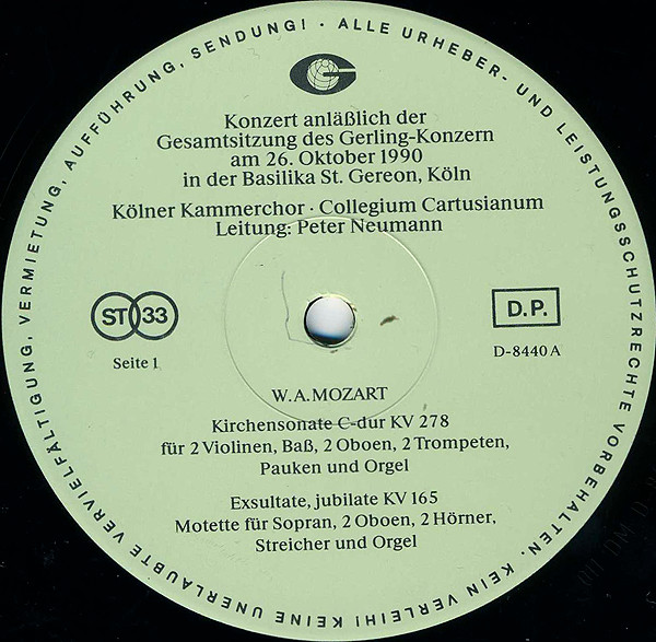 Cover zu Wolfgang Amadeus Mozart - Kölner Kammerchor, Collegium Cartusianum, Peter Neumann (2) - Kirchensonate • Exsultate, Jubilate • Missa In C