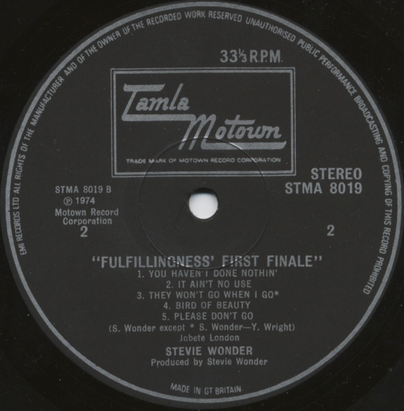 Cover zu Stevie Wonder - Fulfillingness' First Finale | 1974 | Vinyl | Funk / Soul | UK