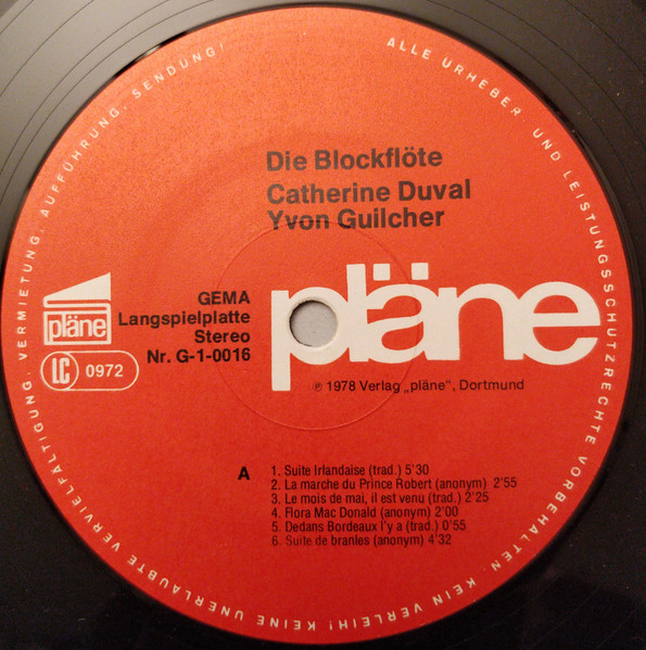 Cover zu Catherine Duval, Yvon Guilcher - Die Blockflöte | 1978 | Vinyl | Folk, World, & Country | Germany