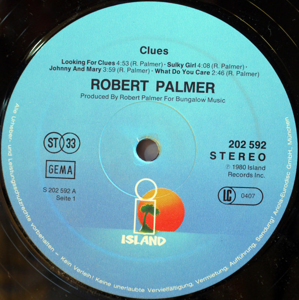 Cover zu Robert Palmer - Clues | 1980 | Vinyl | Rock | Germany Schallplatten Ankauf