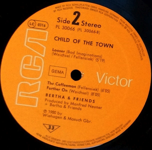 Cover zu Bertha & Friends - Child Of The Town | 1980 | Vinyl | Rock | Germany Schallplatten Ankauf