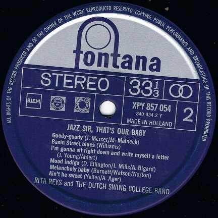 Cover zu Rita Reys And The Dutch Swing College Band - Jazz Sir, That's Our Baby | Vinyl | Jazz | Netherlands
