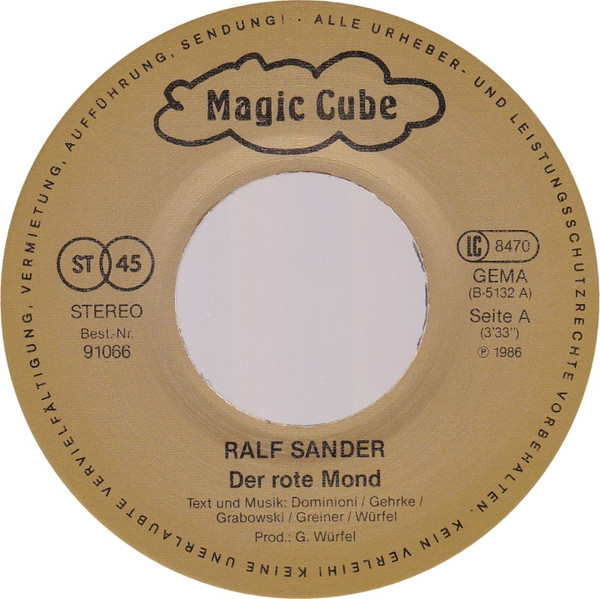 Cover zu Ralf Sander - Der Rote Mond | 1986 | Vinyl | Pop | Germany