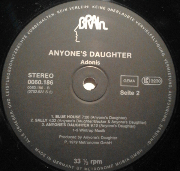 Cover zu Anyone's Daughter - Adonis | Vinyl | Rock | Germany