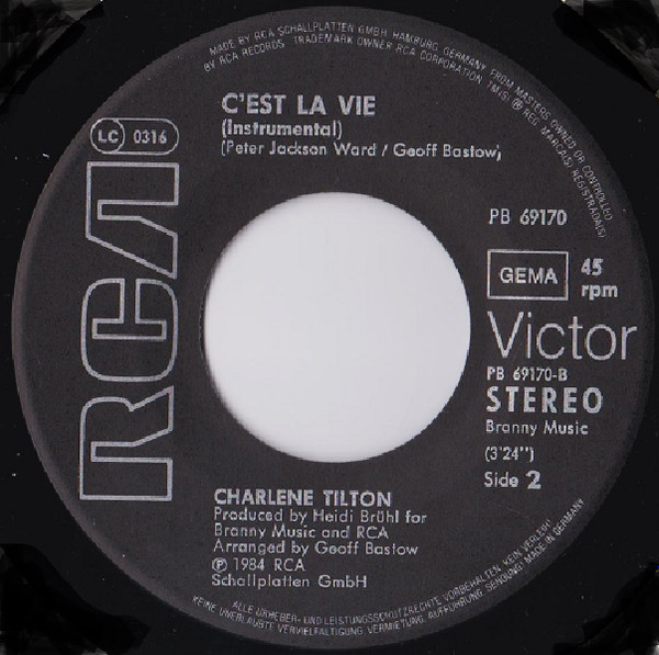 Cover zu Charlene Tilton - C'est La Vie | 1984 | Vinyl, 45 RPM, 7