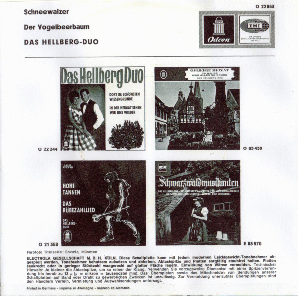 Cover zu Das Hellberg-Duo - Schneewalzer | 1964 | Vinyl | Folk, World, & Country | Germany
