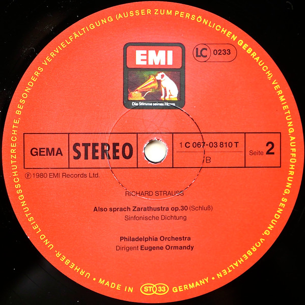 Cover zu Richard Strauss, Eugene Ormandy, The Philadelphia Orchestra - Also Sprach Zarathustra | 1980 | Vinyl | Classical | Germany Schallplatten Ankauf