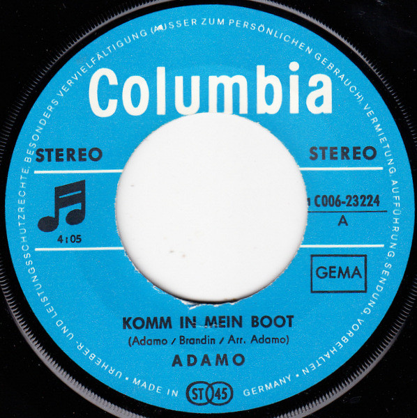 Cover zu Adamo - Komm In Mein Boot / Die Schönen Damen | 1970 | Vinyl | Pop | Germany