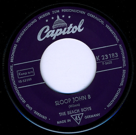 Cover zu The Beach Boys - Sloop John B / You're So Good To Me | 1966 | Vinyl | Rock, Pop | Germany Schallplatten Ankauf
