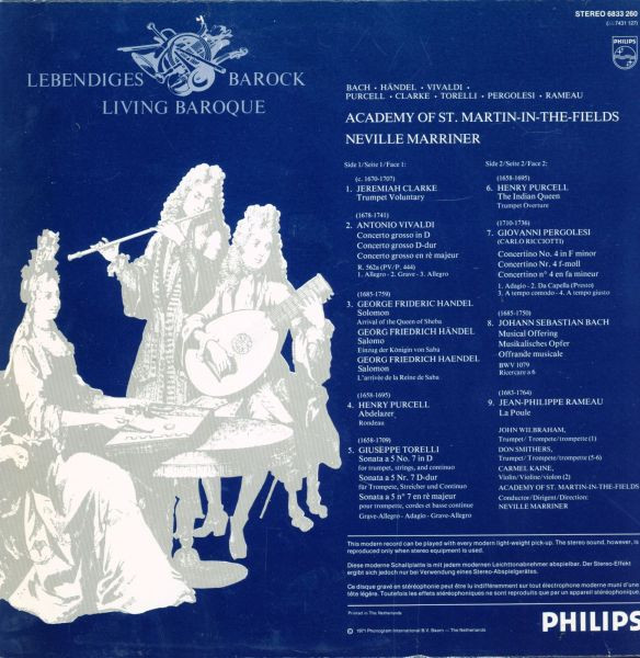Cover zu The Academy Of St. Martin-in-the-Fields, Sir Neville Marriner - Lebendiges Barock - Living Baroque | 1971 | Vinyl | Classical | Europe Schallplatten Ankauf