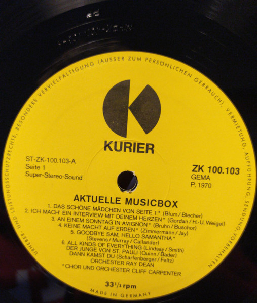 Cover zu Various - Aktuelle Music-Box | 1970 | Vinyl | Rock, Pop | Germany