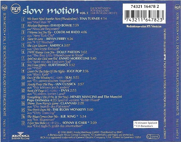 Cover zu Various - Slow Motion - Die Schönsten Pop-Balladen Der Filmgeschichte - Vol. 3 | Vinyl | Jazz, Rock, Funk / Soul, Blues, Pop, Stage & Screen | Germany Schallplatten Ankauf