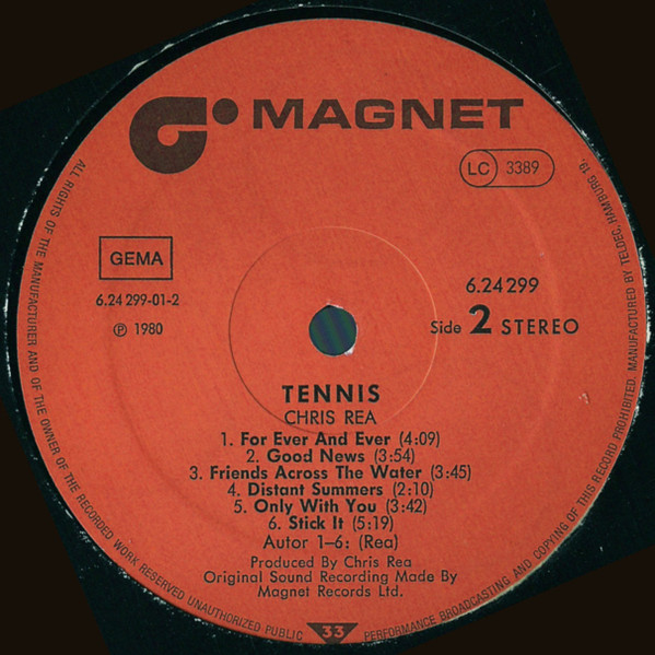 Cover zu Chris Rea - Tennis | 1980 | Vinyl | Rock | Germany