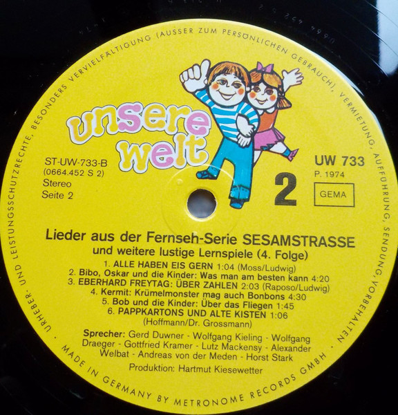 Cover zu Sesamstrasse - Lieder Aus Der Fernseh-Serie Sesamstrasse Und Weitere Lustige Lernspiele (4. Folge) | 1974 | Vinyl | Non-Music, Pop, Children's | Germany