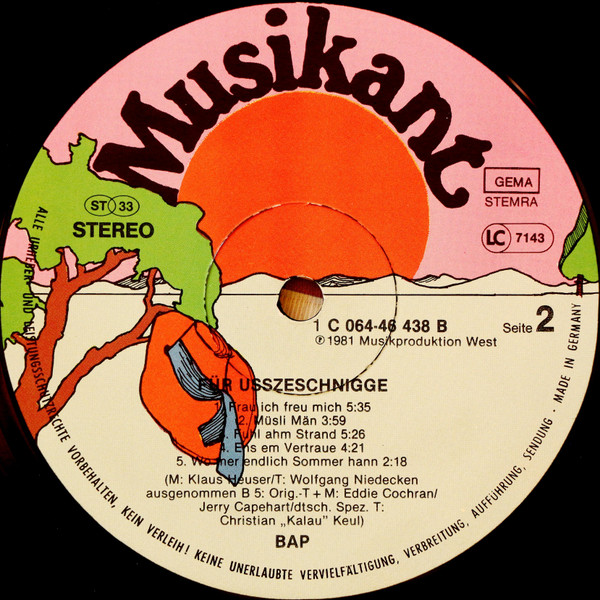 Cover zu BAP - Für Usszeschnigge! | 1981 | Vinyl | Rock | Europe