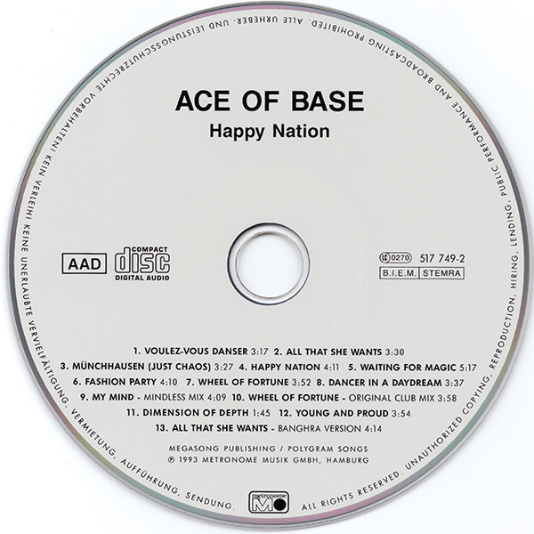 Cover zu Ace Of Base - Happy Nation | 1993 | Vinyl | Electronic, Funk / Soul, Pop | Europe
