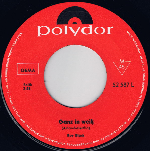 Cover zu Roy Black - Ganz In Weiss | 1965 | Vinyl | Pop | Germany Schallplatten Ankauf